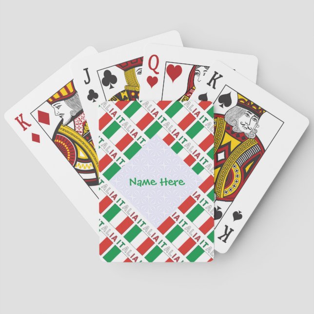 Italia Bandiera Italiana Tiled Green Personalised  Playing Cards (Back)