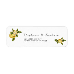 Italia Blue Watercolor Lemon Return Address Label