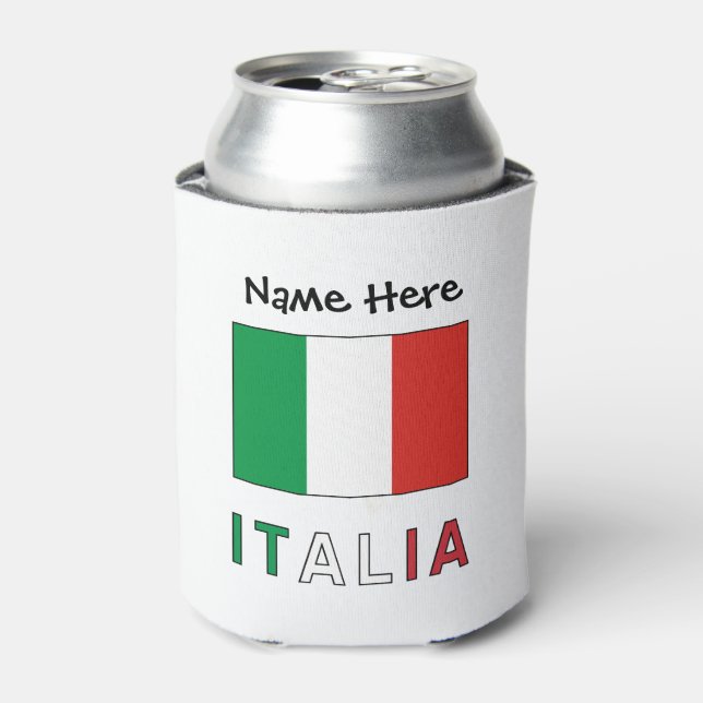 Italia e Bandiera Italiana con il Tuo Nome Can Cooler (Can Front)