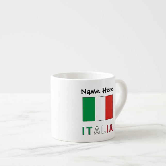 Italia e Bandiera Italiana con il Tuo Nome Espresso Cup (Front Right)