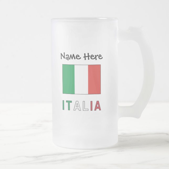 Italia e Bandiera Italiana con il Tuo Nome Frosted Glass Beer Mug (Right)