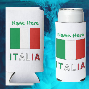 Italia e Bandiera Italiana con il Tuo Nome Seltzer Can Cooler