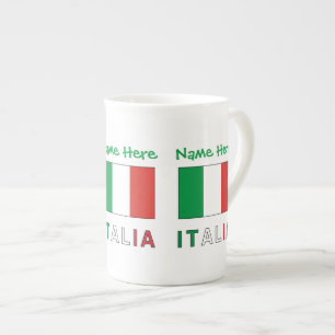 Italia e Bandiera Italiana Green Personalisation  Bone China Mug