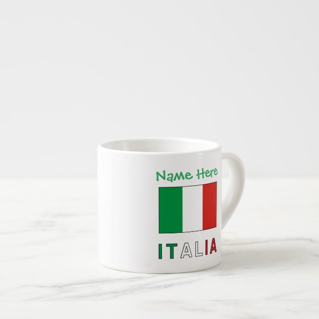 Italia e Bandiera Italiana Green Personalisation  Espresso Cup (Front Right)