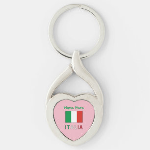 Italia e Bandiera Italiana Green Personalisation  Key Ring