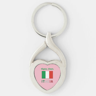 Italia e Bandiera Italiana Green Personalisation Key Ring