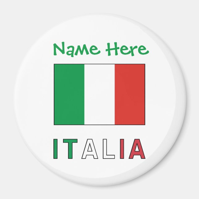 Italia e Bandiera Italiana Green Personalisation  Magnet (Front)