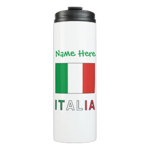 Italia e Bandiera Italiana Green Personalisation Thermal Tumbler