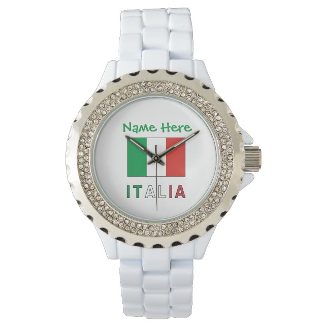 Italia e Bandiera Italiana Green Personalisation  Watch (Front)