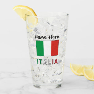 Italia e Bandiera Italiana Personalised Glass
