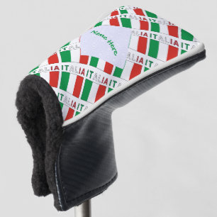 Italia e Bandiera Italiana Tiled Green Personalise Golf Head Cover
