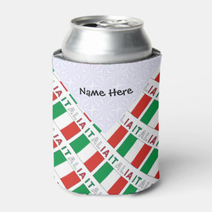 Italia e Bandiera Italiana Tiled with Your Name Can Cooler