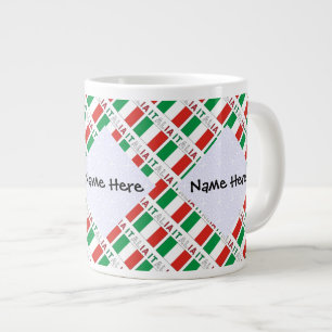 Italia e Bandiera Italiana Tiled with Your Name Large Coffee Mug