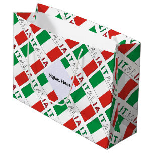Italia e Bandiera Italiana Tiled with Your Name Large Gift Bag