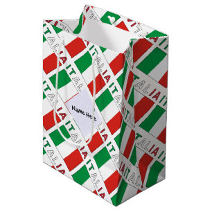 Italia e Bandiera Italiana Tiled with Your Name Medium Gift Bag