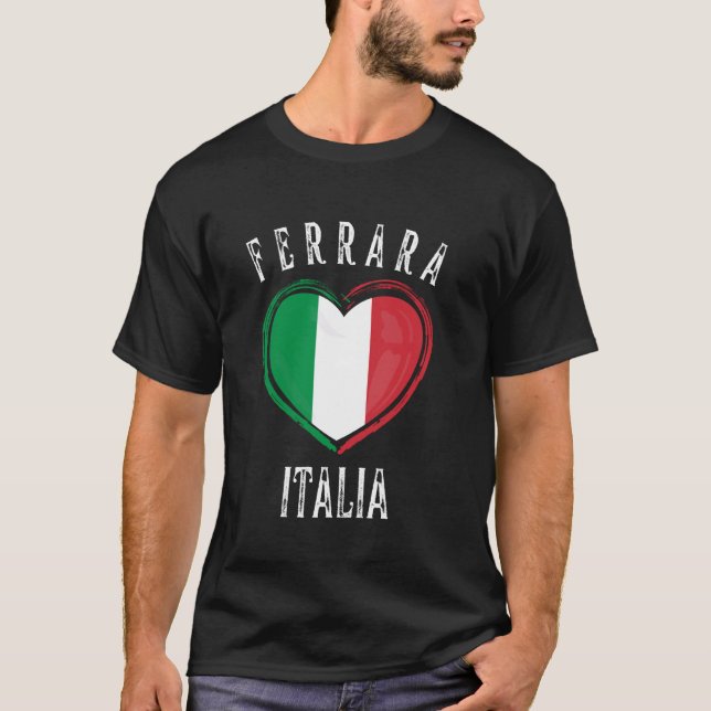 Italia Flag Heart Ferrara City T-Shirt (Front)
