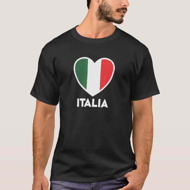Italia Flag Heart Green White Red T-Shirt (Front)
