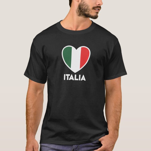 Italia Flag Heart Green White Red T-Shirt (Front)