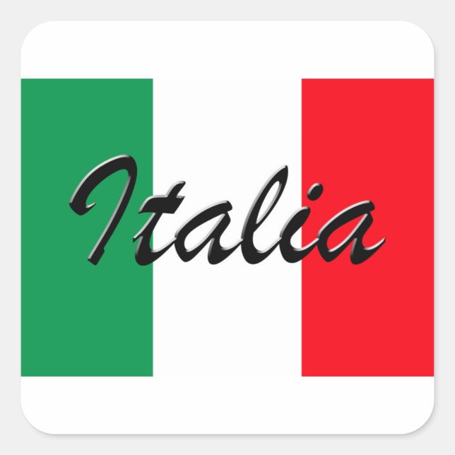 Italia Flag - High Quality Square Sticker (Front)