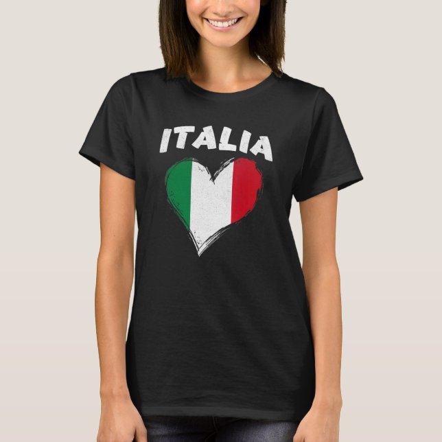 Italia Flag Italy soccer Italian Heart Flag Italia T-Shirt (Front)