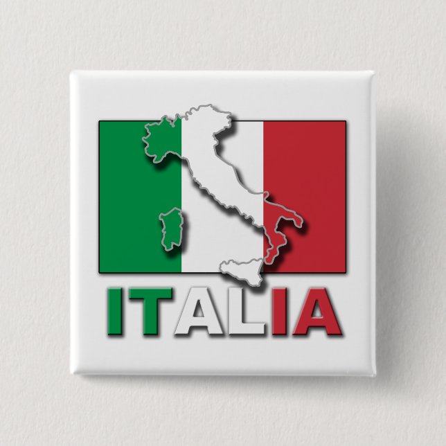 Italia Flag Land 15 Cm Square Badge (Front)