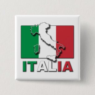 Italia Flag Land 15 Cm Square Badge