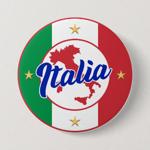 Italia Flag & Map 7.5 Cm Round Badge
