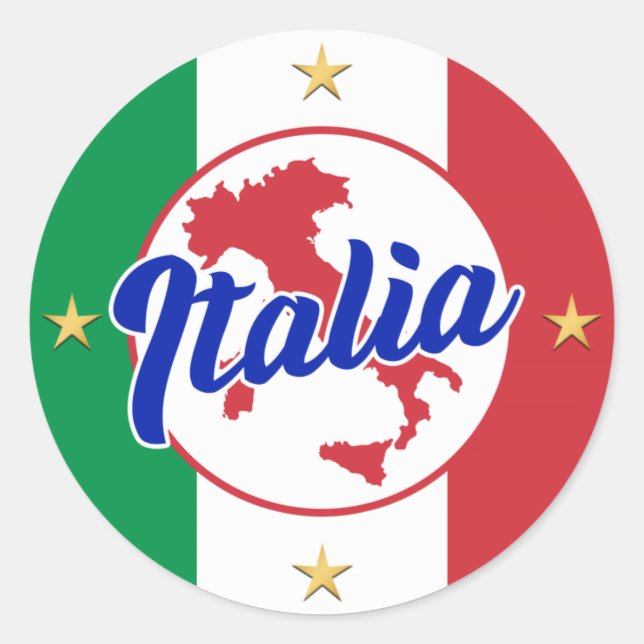 Italia Flag & Map Classic Round Sticker (Front)