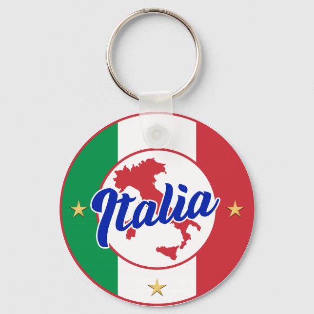 Italia Flag & Map Key Ring (Front)