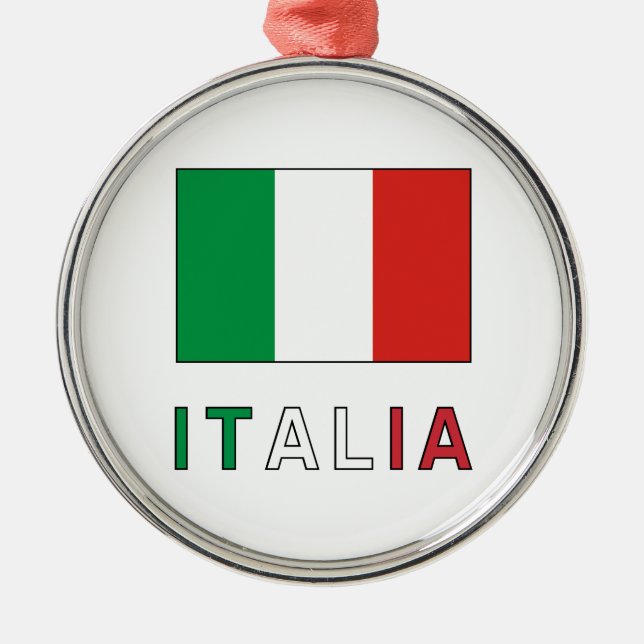 Italia Flag & Word Metal Tree Decoration (Front)