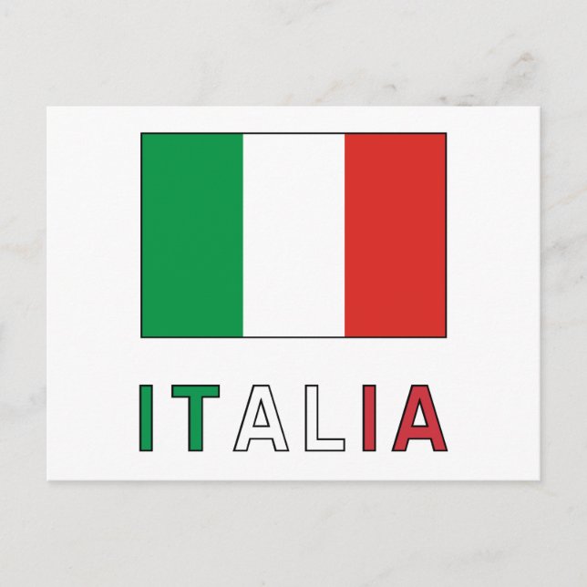 Italia Flag & Word Postcard (Front)