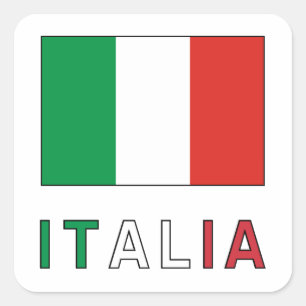 Italia Flag & Word Square Sticker