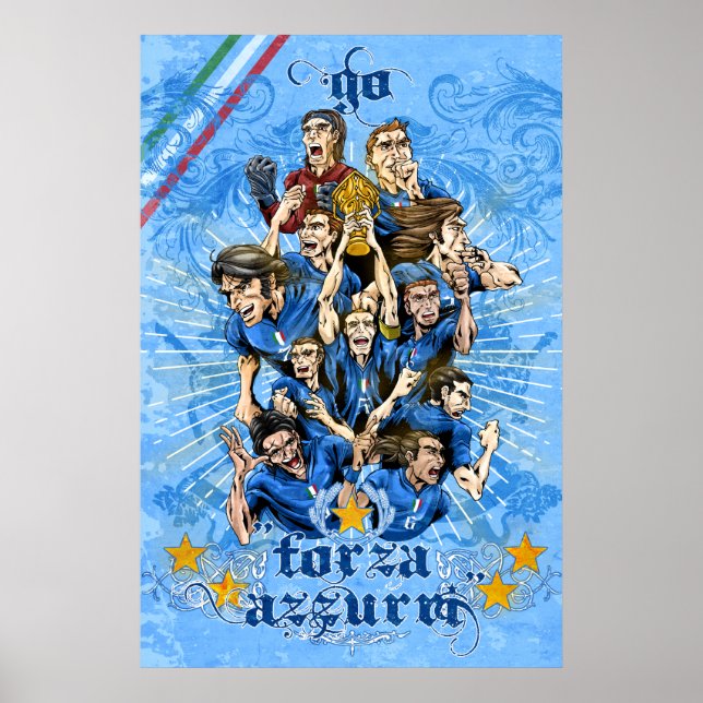 Italia Forza Azzurri Soccer Calcio art - Alejandro Poster (Front)