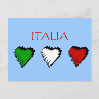 Italia hearts flag of Italy Italian love Postcard