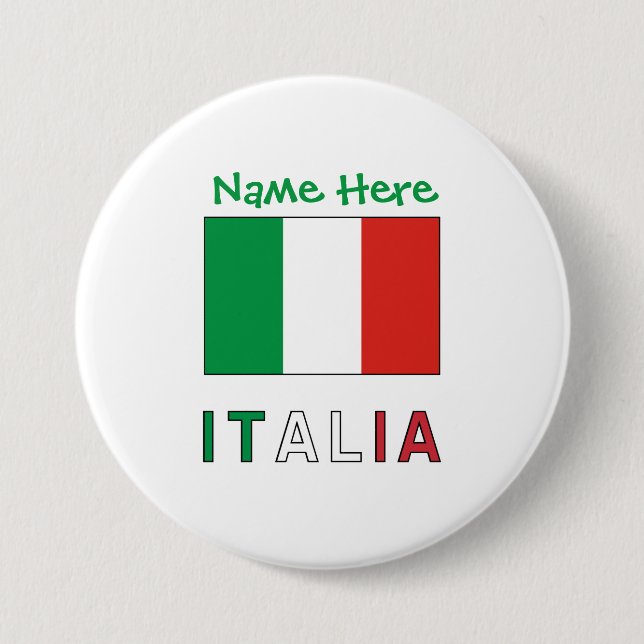 Italia Italiana Bandiera Green Personalisation  7.5 Cm Round Badge (Front)