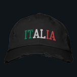 ITALIA Italy Colours Green White Red Vintage Style Embroidered Hat<br><div class="desc">ITALIA embroidered with Italian Flag Colours Green White and Red on Black vintage style distressed cotton hat. Makes a wonderful gift for anybody who adores the beautiful country of Italy!</div>
