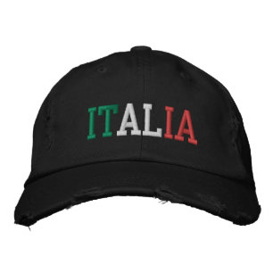 ITALIA Italy Colours Green White Red Vintage Style Embroidered Hat