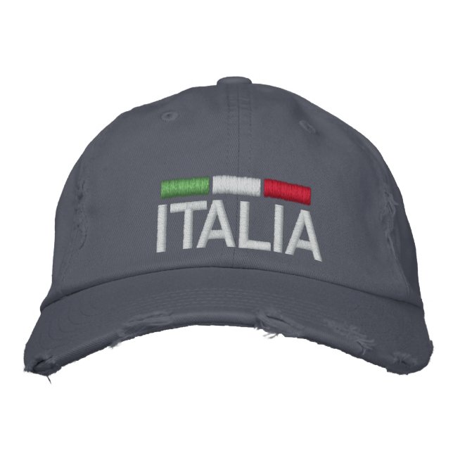 ITALIA Italy Embroidered Distressed Baseball Cap (Front)