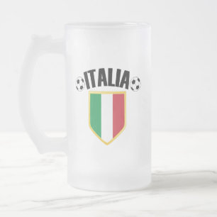 Italia Italy Flag Soccer Fan Frosted Glass Beer Mug