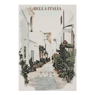 ** Italia Italy Street Plants Homes AP12 Poster