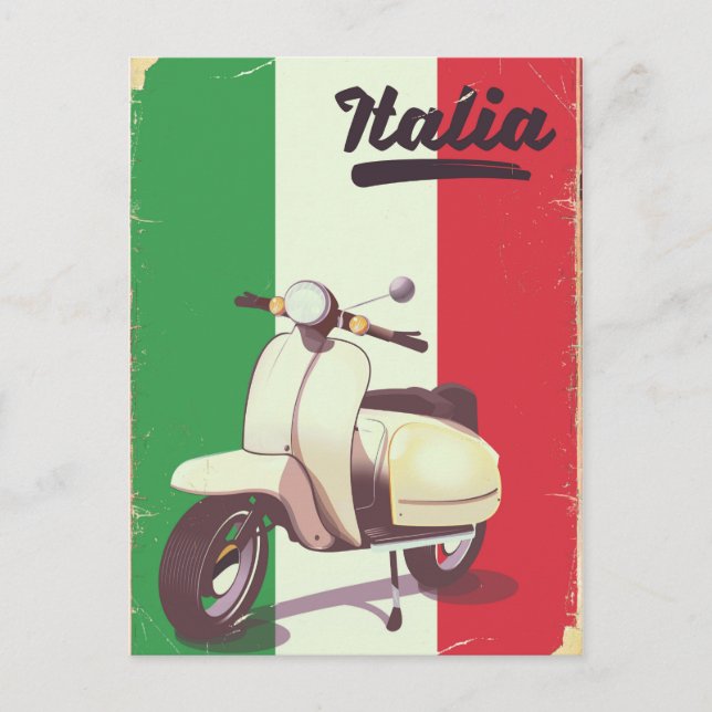 Italia Scooter Vintage travel poster Postcard (Front)