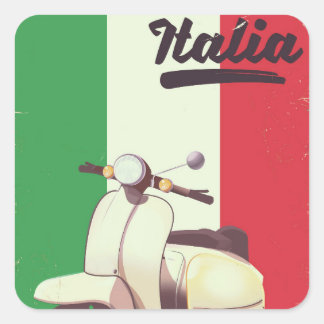 Italia Scooter Vintage travel poster Square Sticker