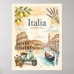 Italia Vintage Travel Poster
