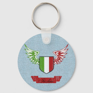Italia Winged Vintage Flag Key Ring
