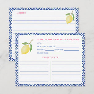 Italian Aesthetic Lemon Bridal Shower Recipe Card