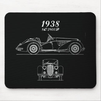 Italian Alfa Romeo 8C 2900 Vintage Blueprint Mouse Mat