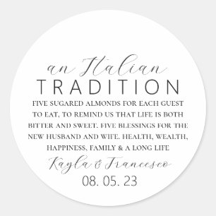 Italian Almond Wedding Tradition Favor Tag