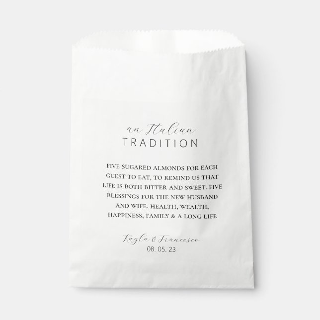 Italian Almond Wedding Tradition Favour Tag Bags (Front)