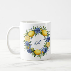 Italian Amalfi blue flowers and lemons Coffee Mug