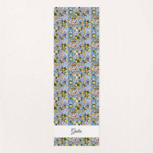 Italian Amalfi blue white tiles lemons Yoga Mat